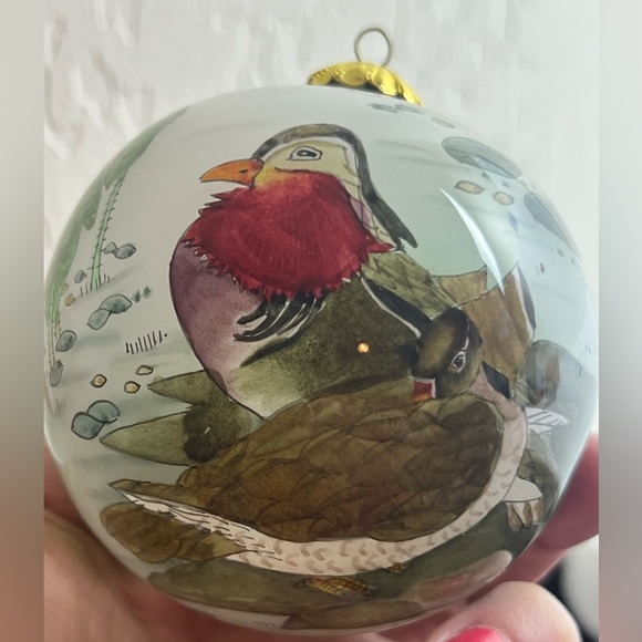 Hawaii Hand Painted Bird Floral Mele Kalikimaka Christmas Glass Ornament - Picture 12 of 13